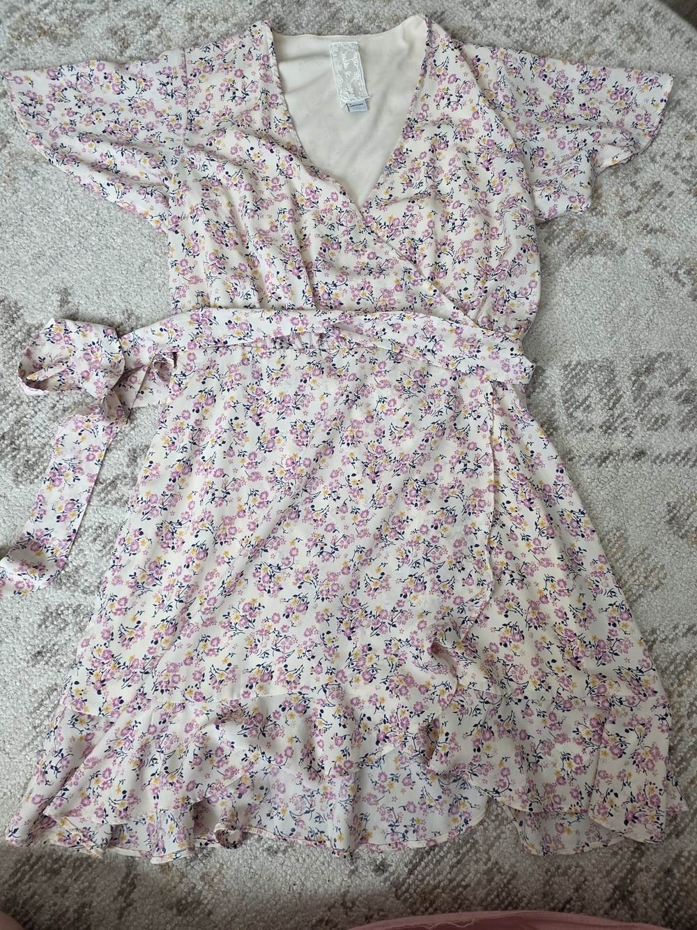 Sadie & Sage Pink Floral Wrap Mini Dress